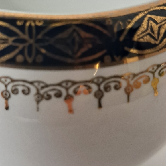 Meakin China Open Sugar Bowl & Creamer England Blue & Gold Hand Painted. - Picture 7 of 8